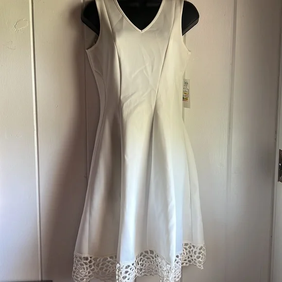 Donna Ricco New York White Flare Dress - Picture 1 of 4